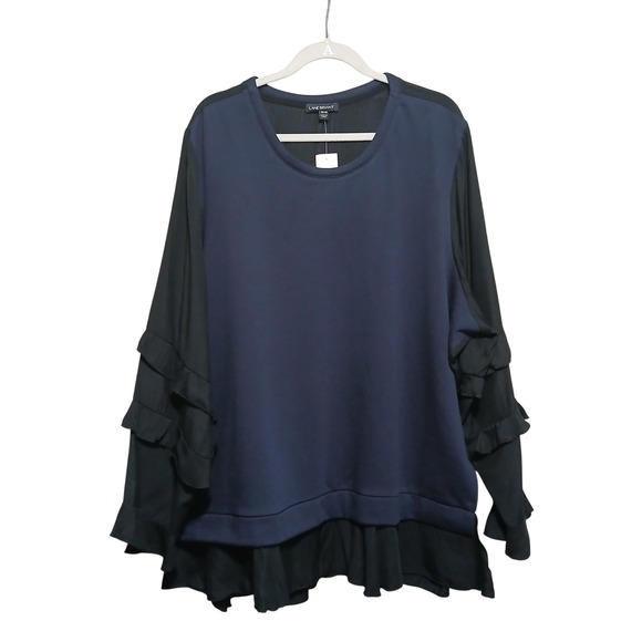 Lane Bryant Ruffle Sleeve‎ Blouse Top Layered Hem Plus Size 26/28 - Picture 2 of 7